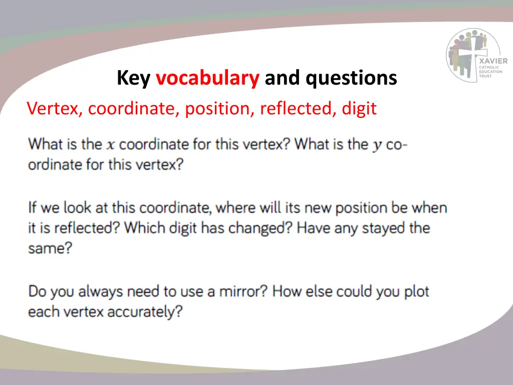 key vocabulary and questions vertex coordinate