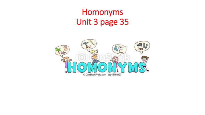 homonyms homonyms unit unit 3 page 35 3 page 35