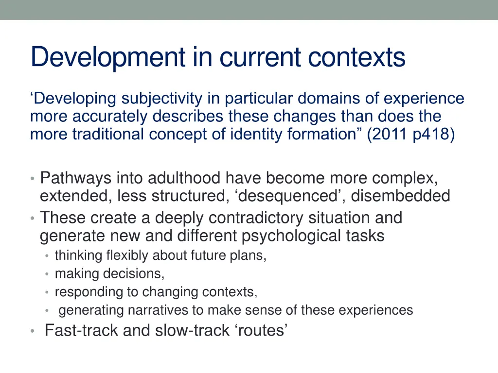 development in current contexts