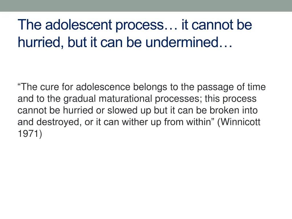 the adolescent process it cannot be hurried