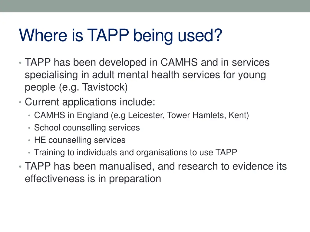 where is tapp being used