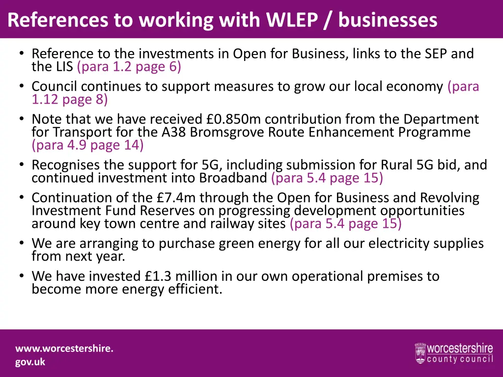 references to working with wlep businesses