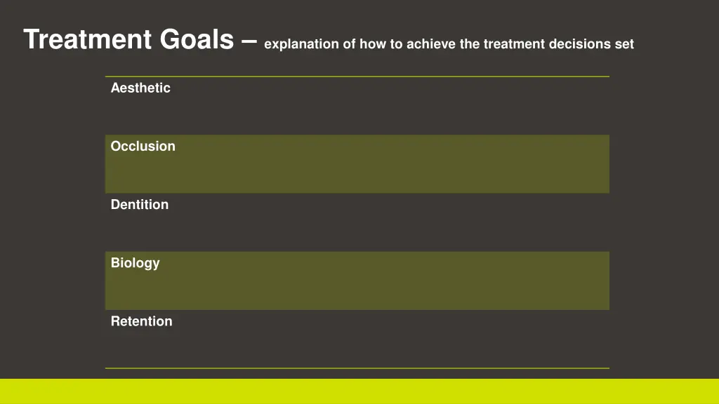 treatment goals explanation of how to achieve