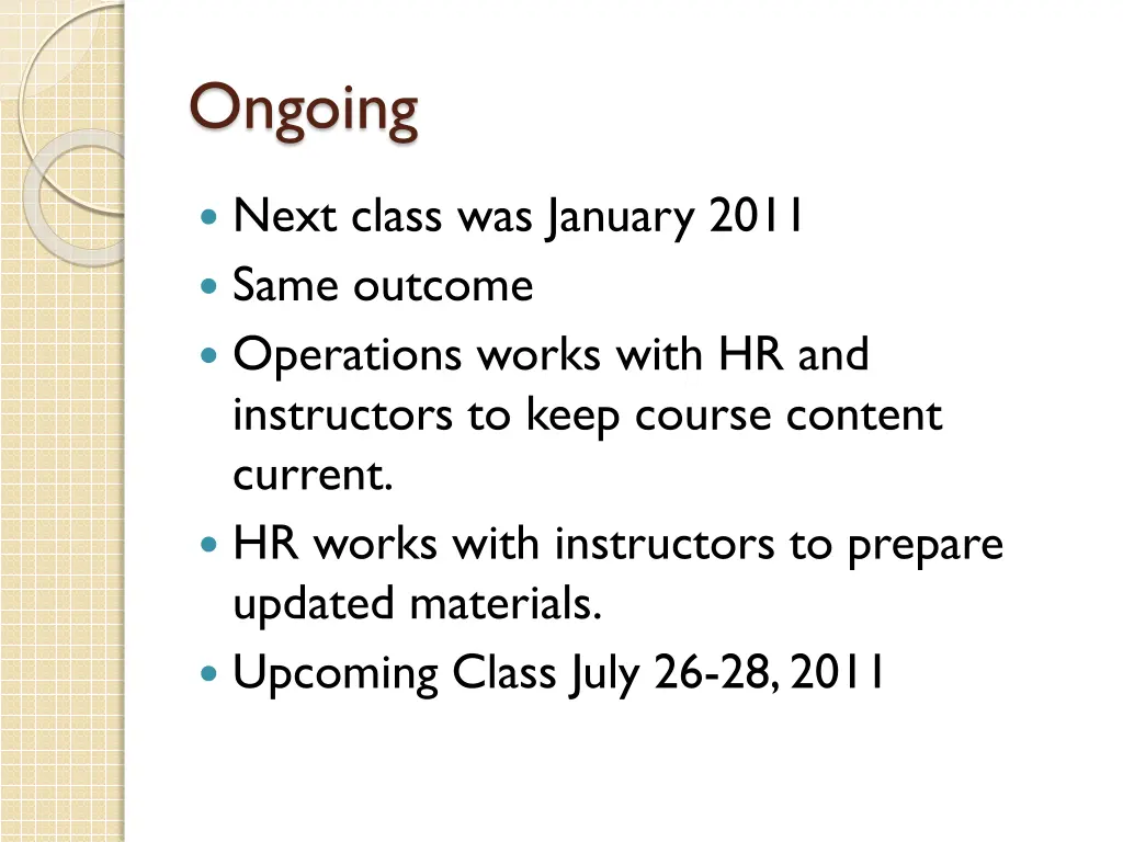 ongoing