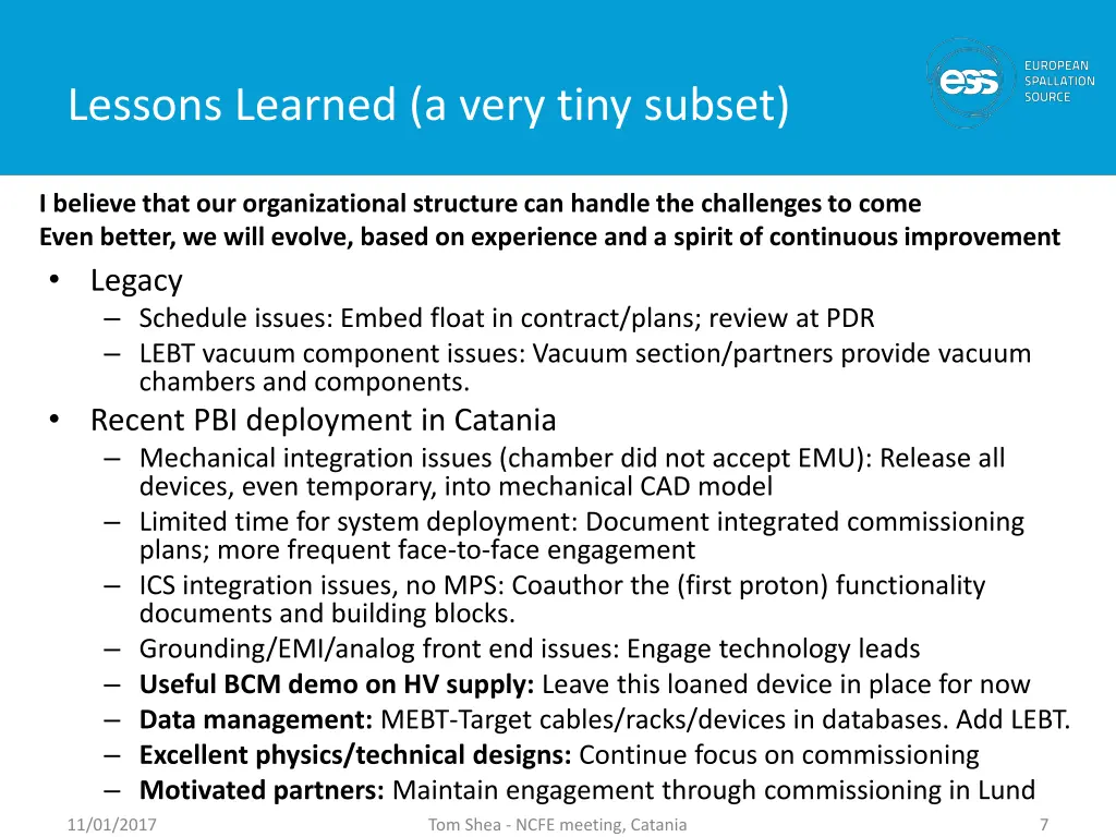 lessons learned a very tiny subset
