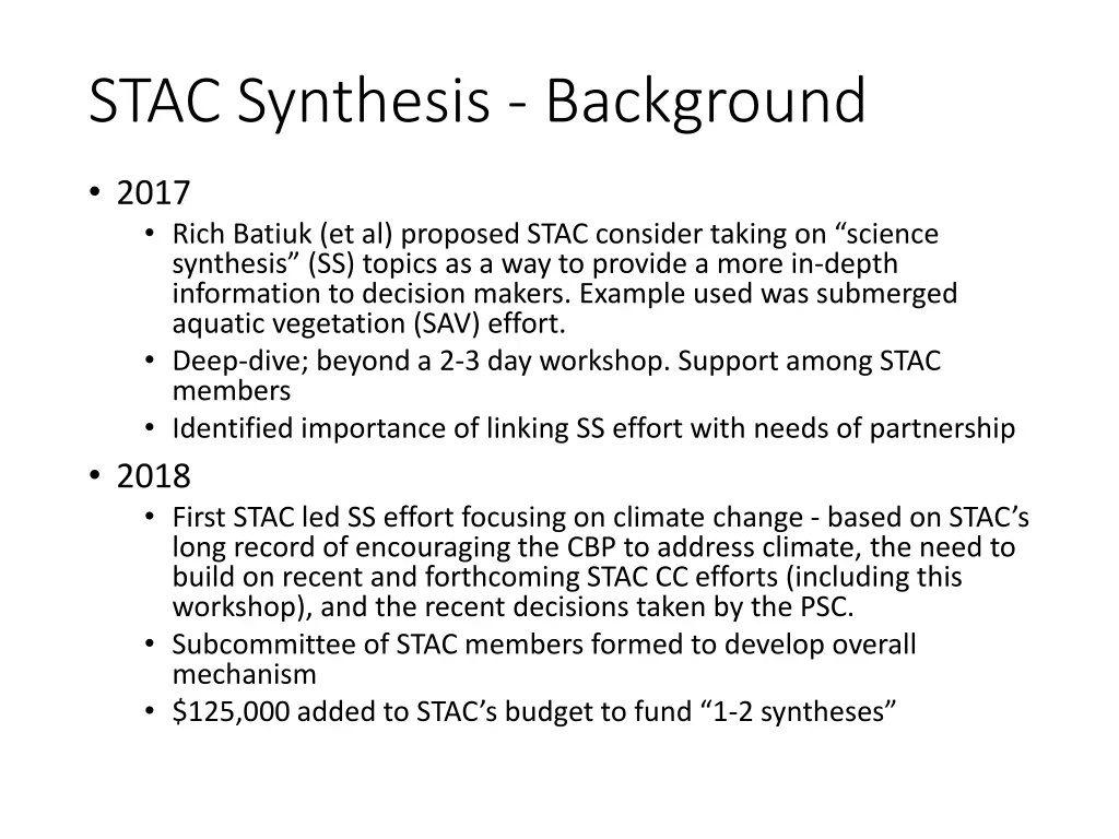 stac synthesis background