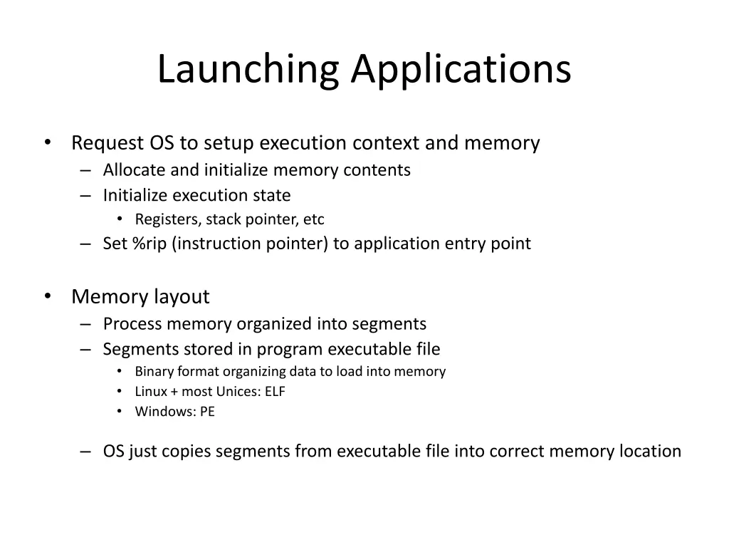 launching applications
