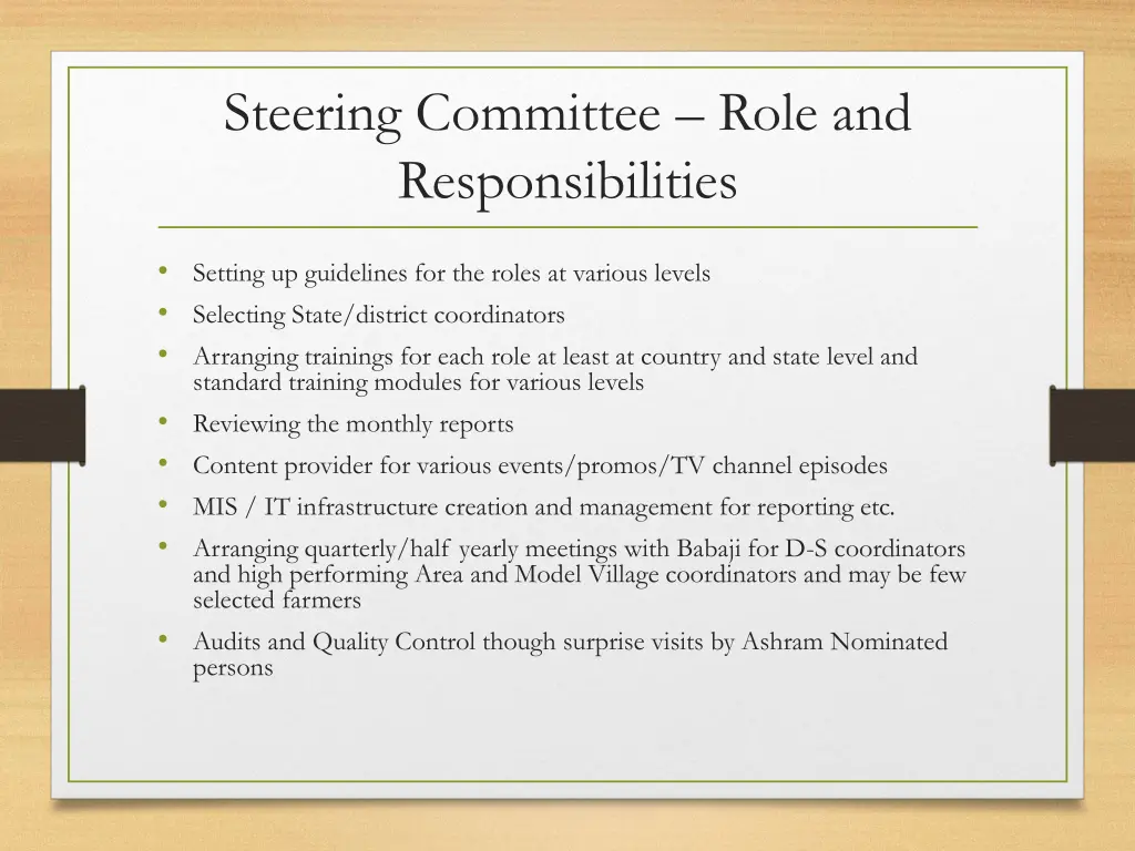 steering committee role and responsibilities