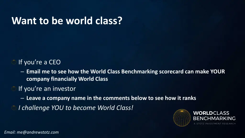 want to be world class