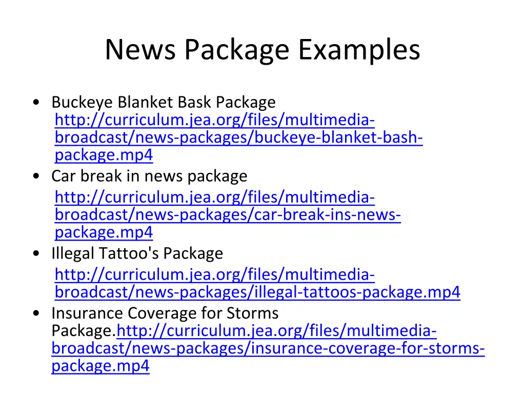 news package examples