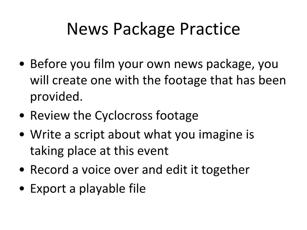 news package practice