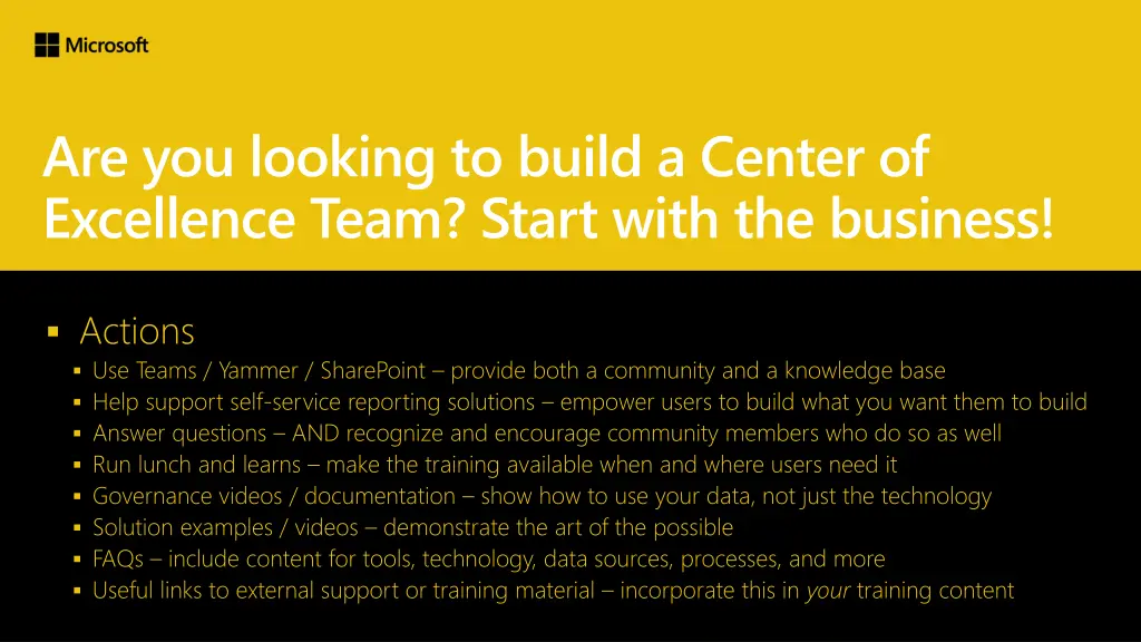 are you looking to build a center of excellence 1
