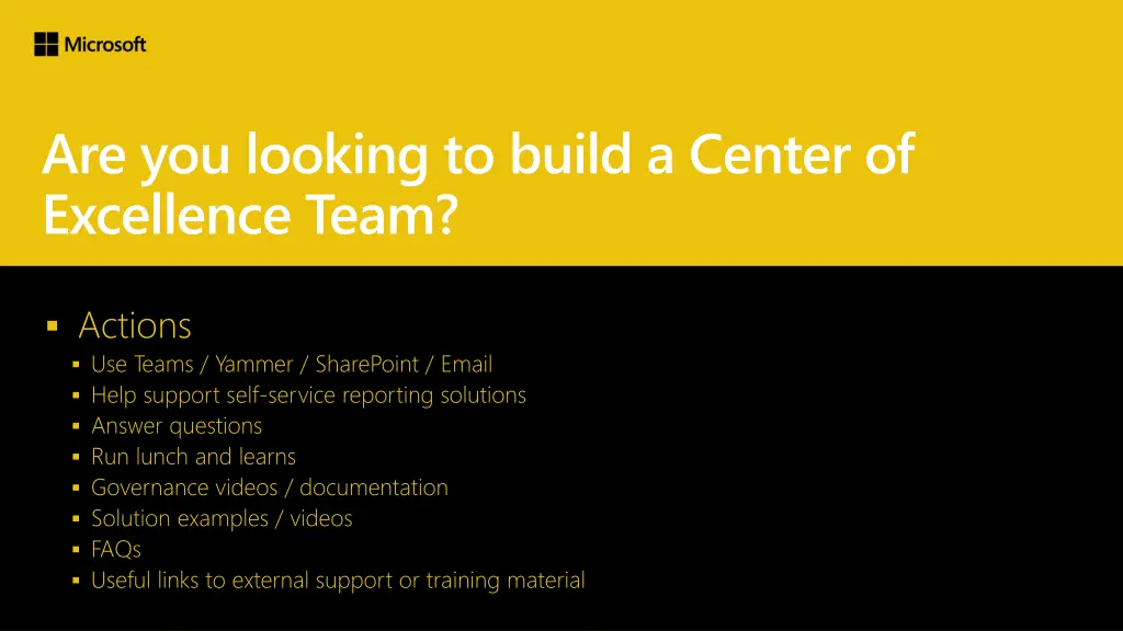 are you looking to build a center of excellence
