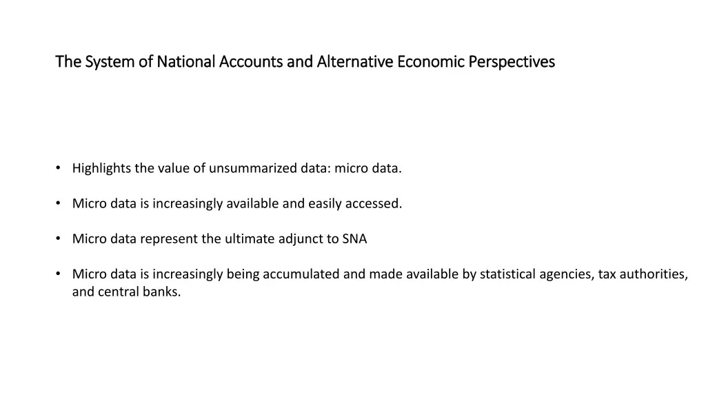 the system of national accounts and alternative 1