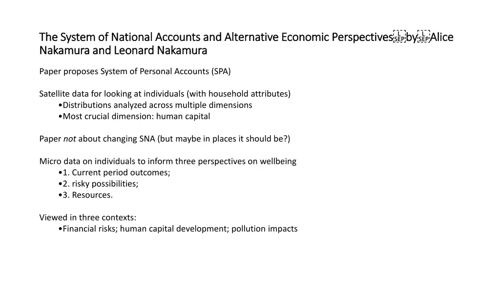 the system of national accounts and alternative