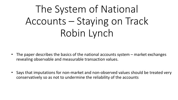 the system of national accounts staying on track