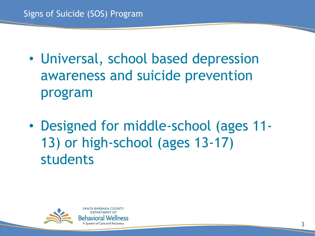 signs of suicide sos program