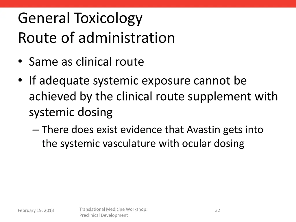 general toxicology route of administration