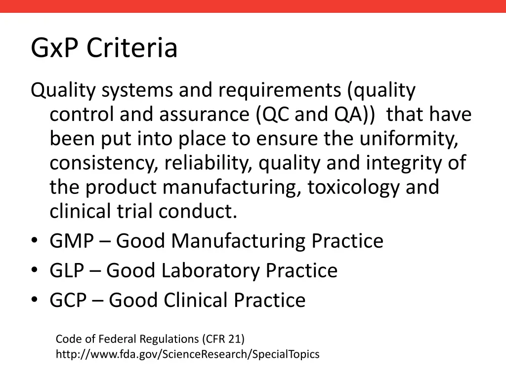 gxp criteria