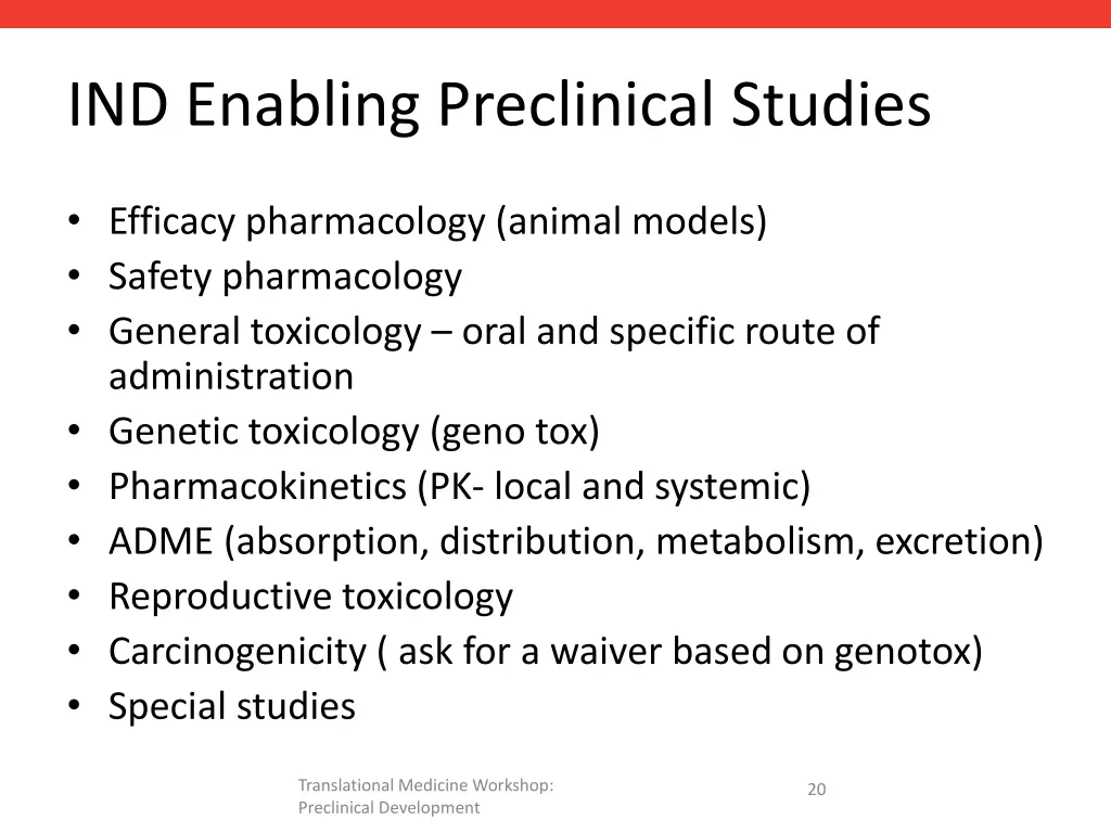 ind enabling preclinical studies