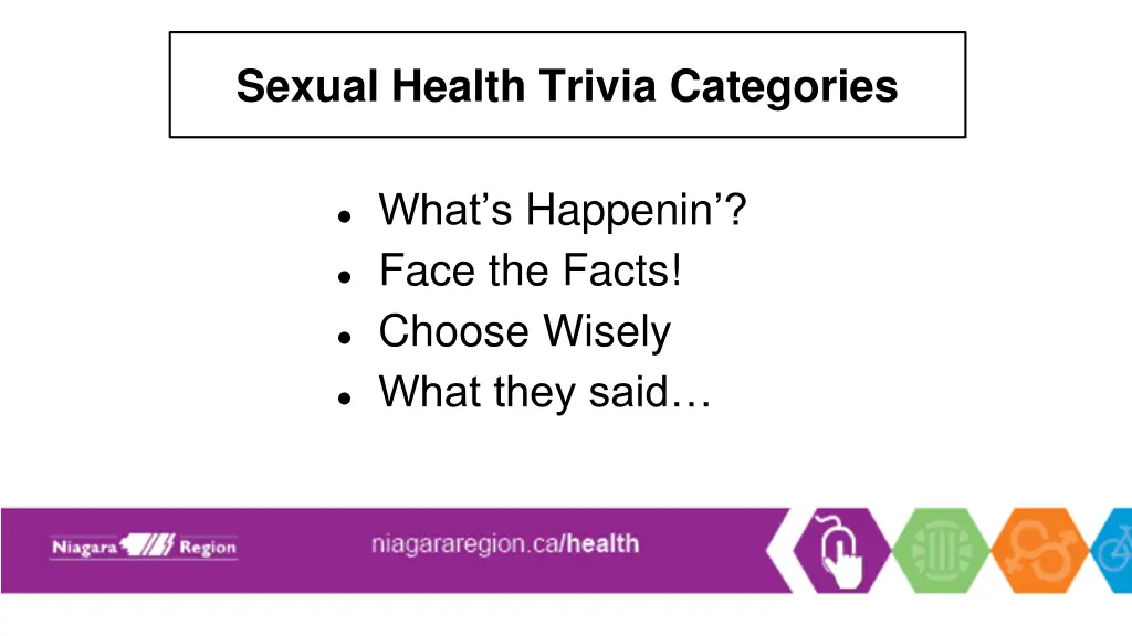 sexual health trivia categories