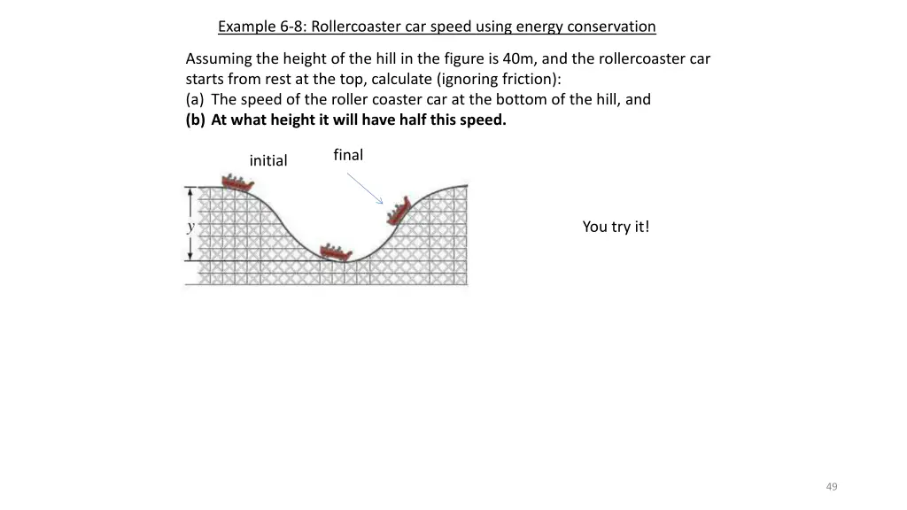 example 6 8 rollercoaster car speed using energy 2