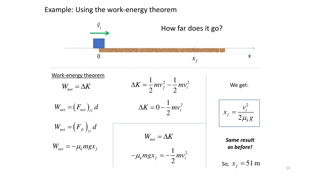 example using the work energy theorem 2