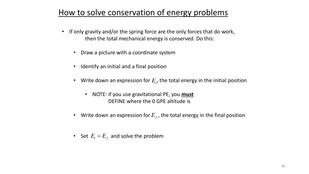 how to solve conservation of energy problems