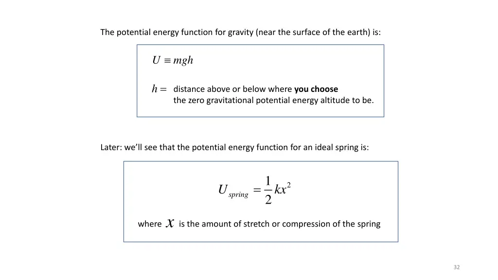 the potential energy function for gravity near