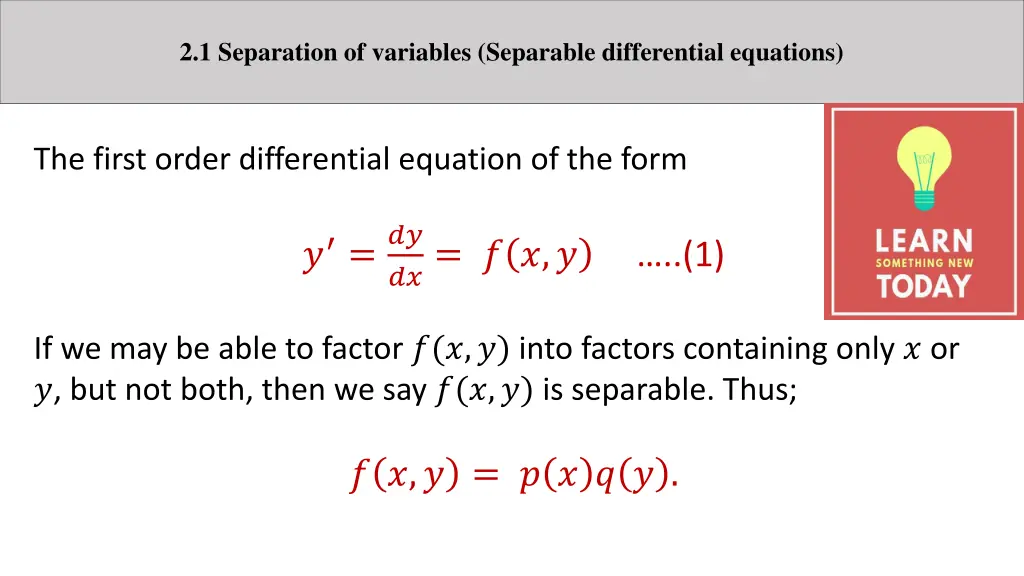 2 1 separation of variables separable