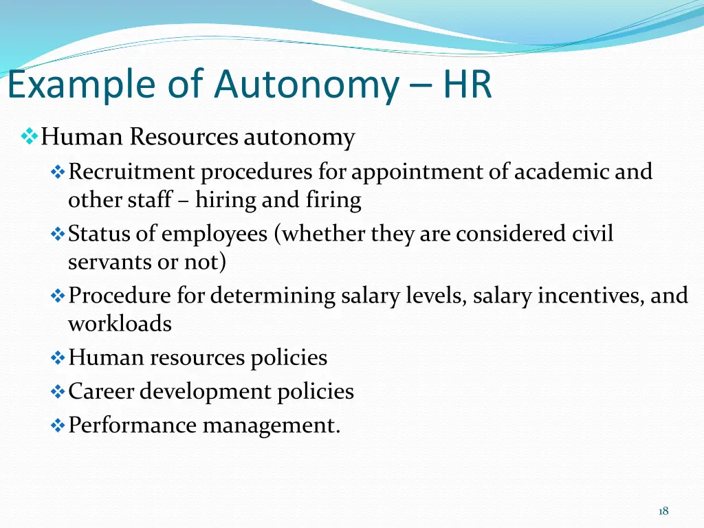 example of autonomy hr