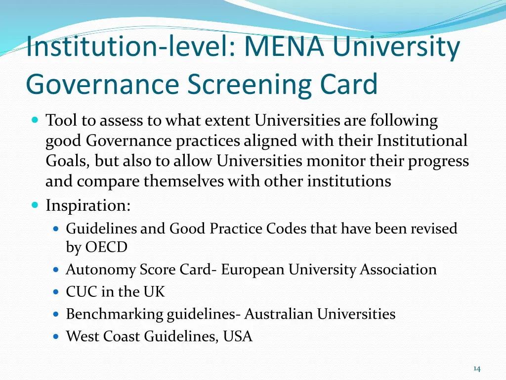 institution level mena university governance