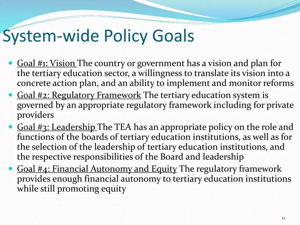 system wide policy goals