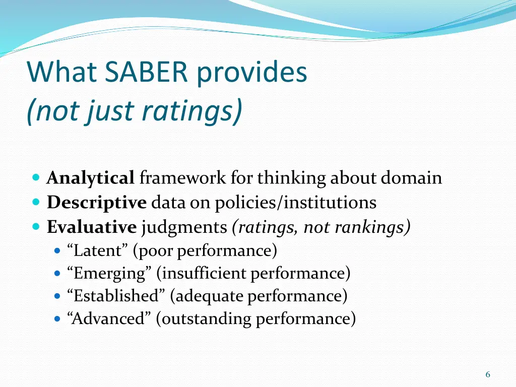 what saber provides not just ratings