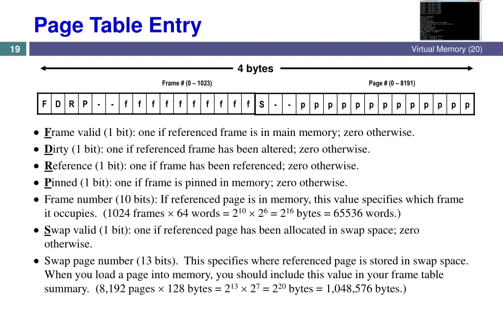 page table entry