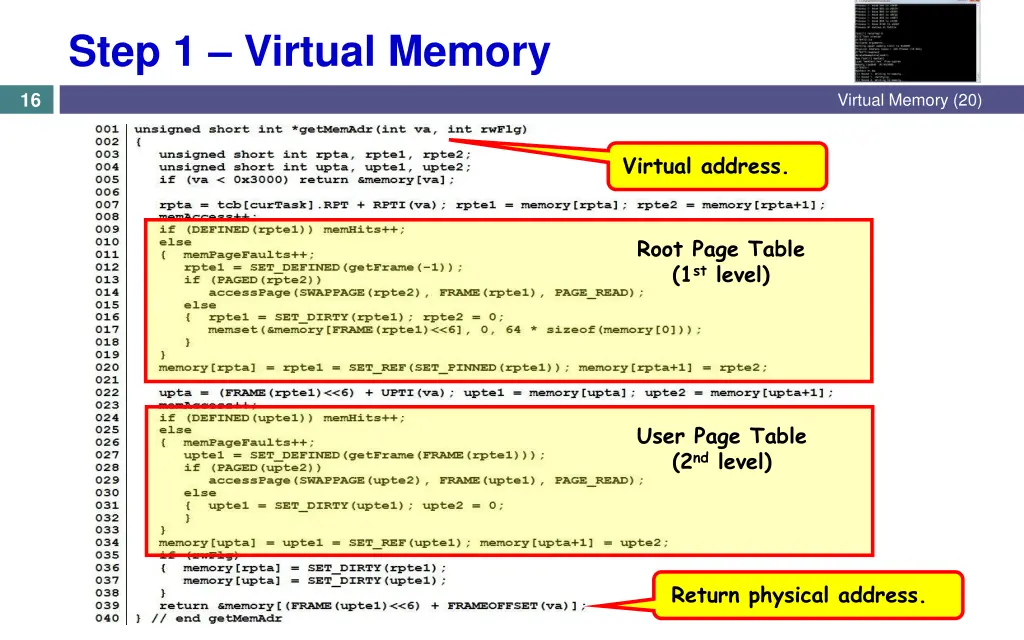 step 1 virtual memory 1