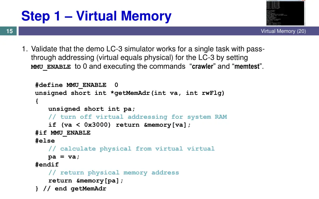 step 1 virtual memory