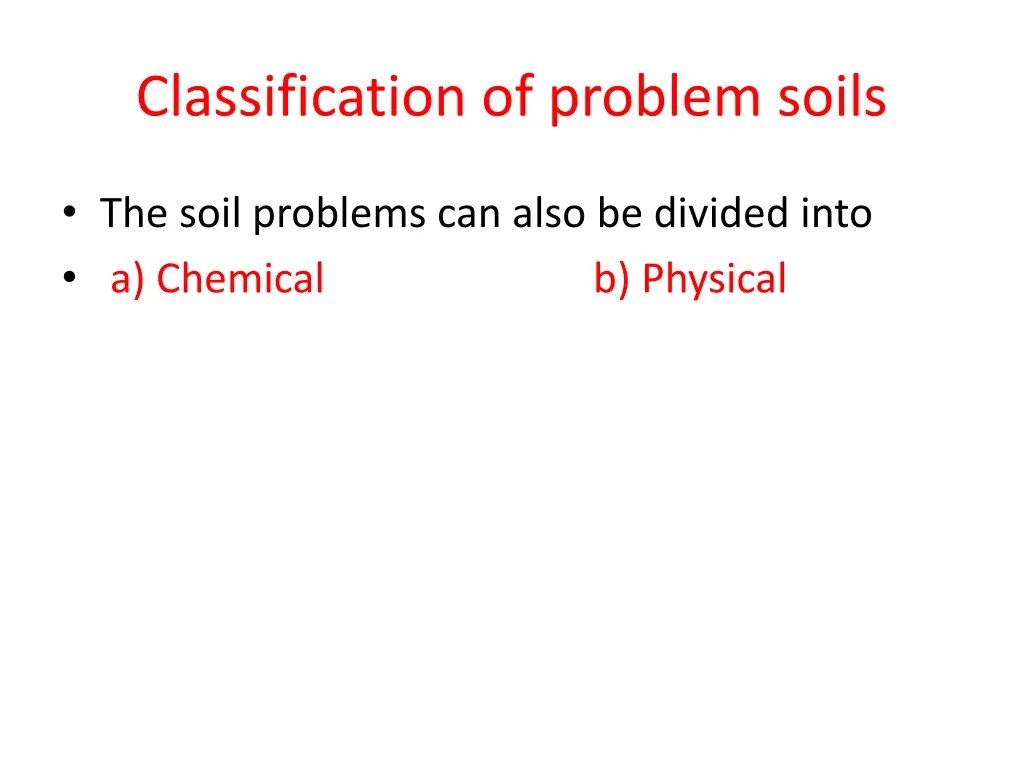 classification of problem soils
