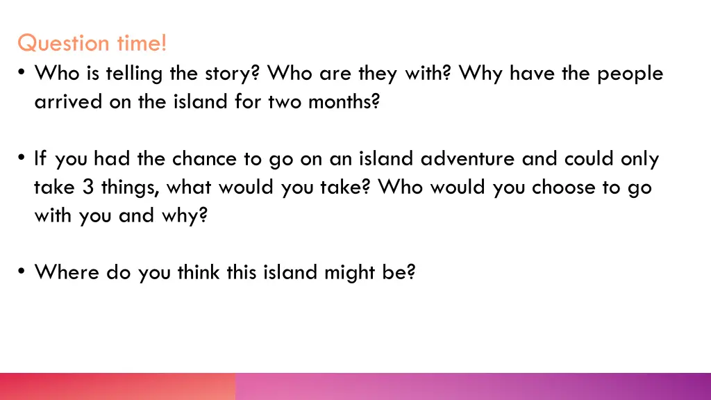 question time who is telling the story