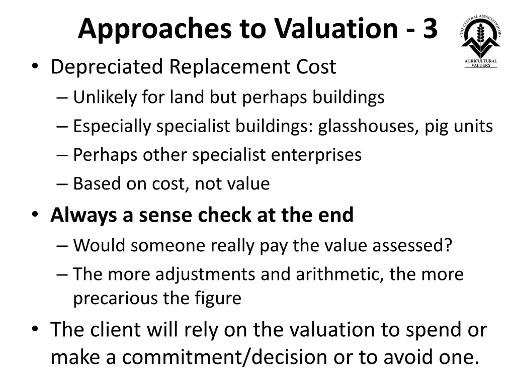 approaches to valuation 3 depreciated replacement