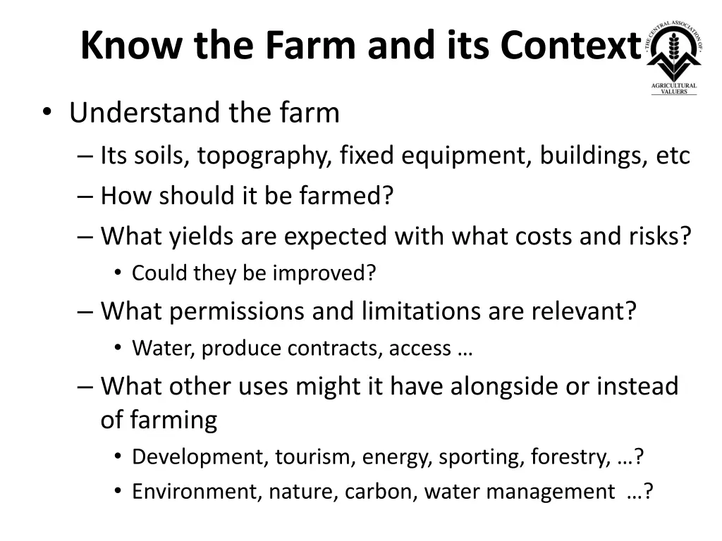 know the farm and its context