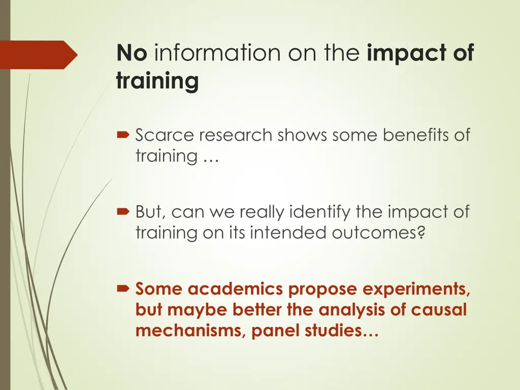 no information on the impact of training