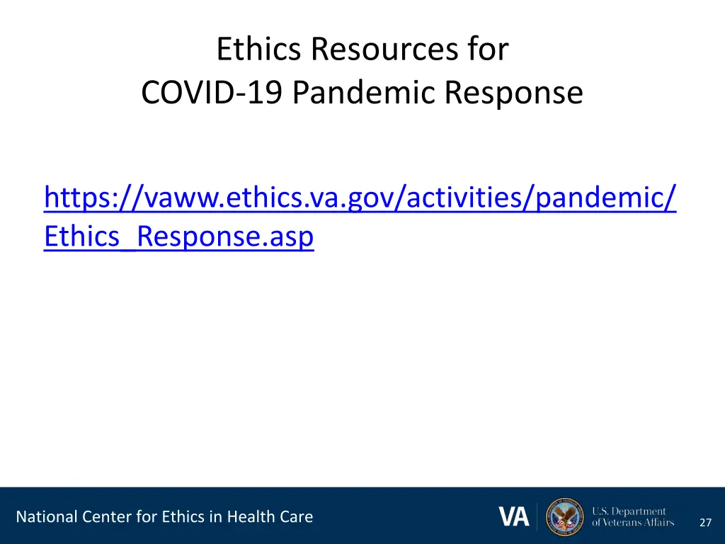 ethics resources for covid 19 pandemic response