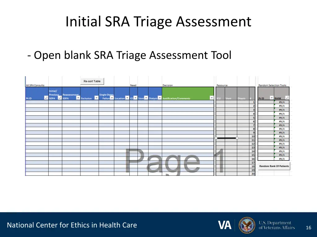 initial sra triage assessment