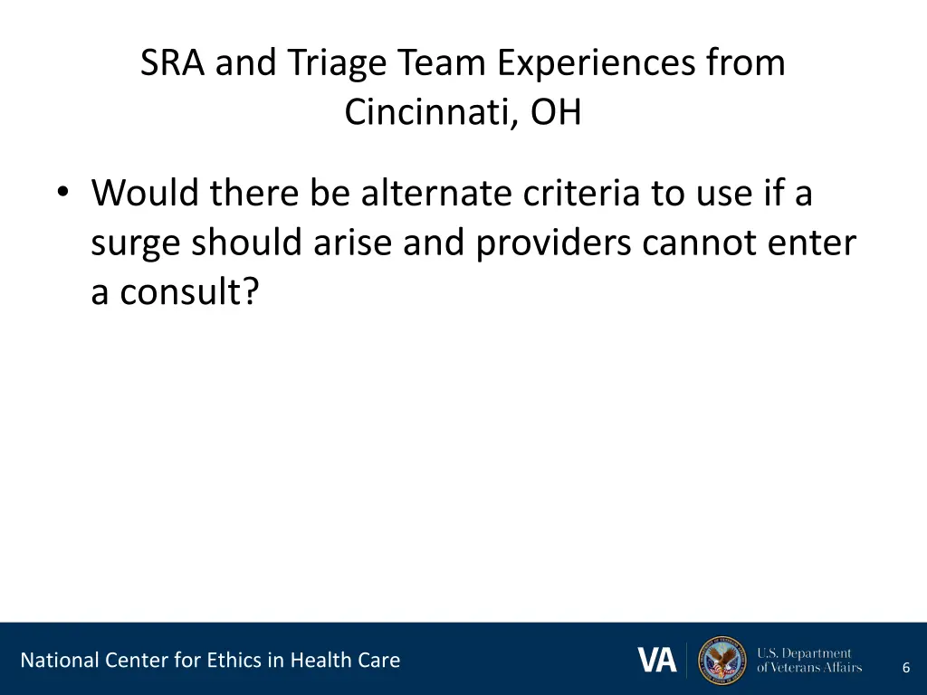 sra and triage team experiences from cincinnati oh 2