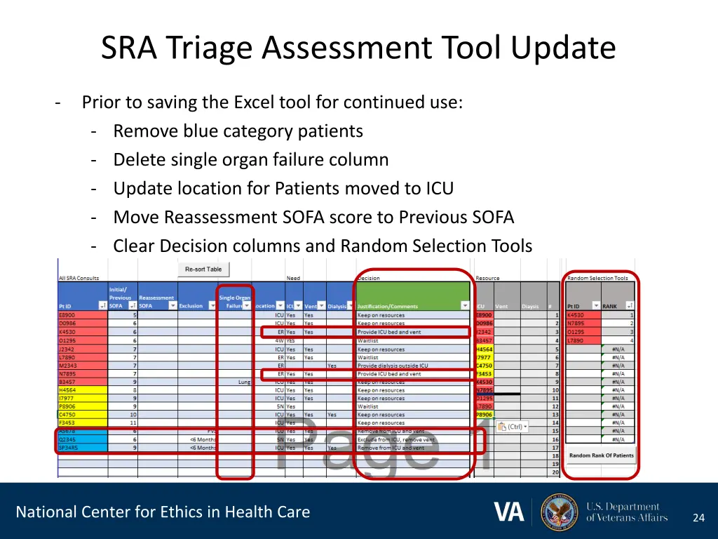 sra triage assessment tool update