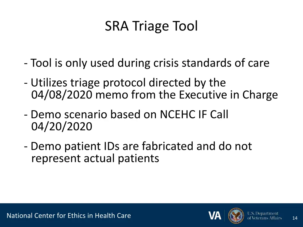 sra triage tool