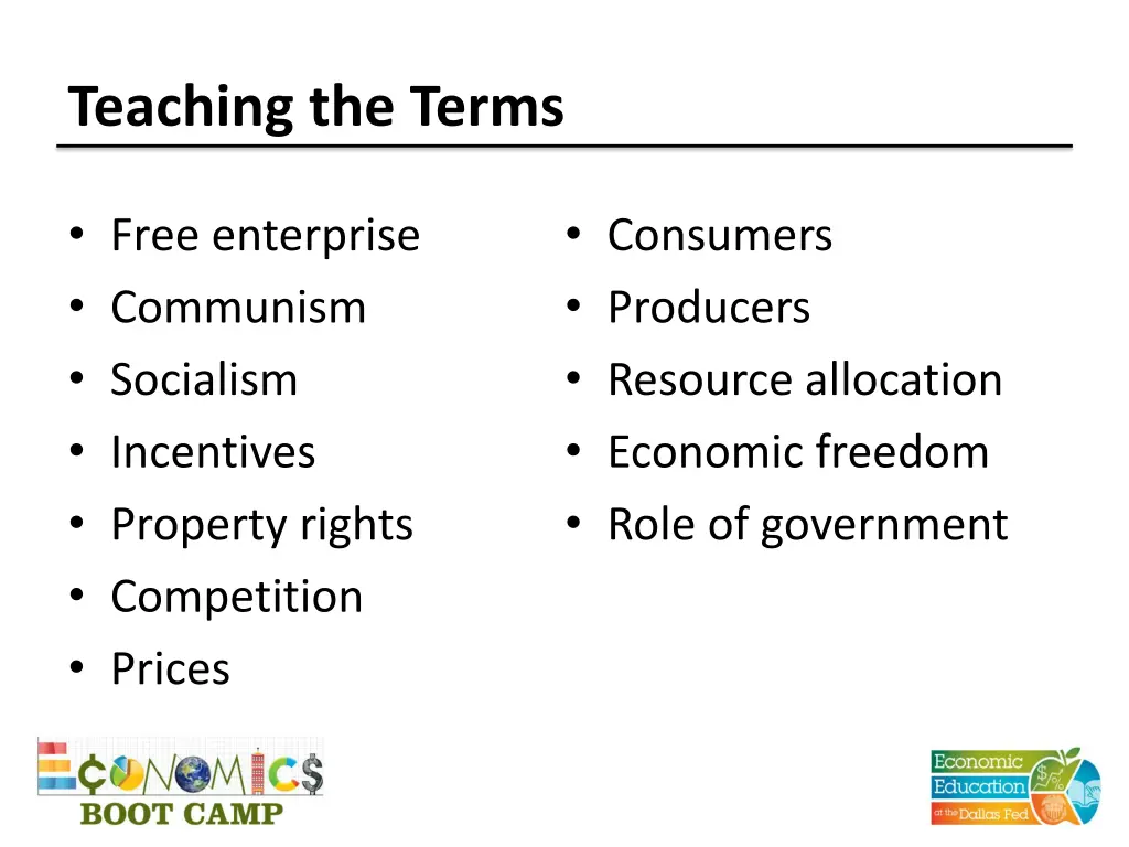 teaching the terms