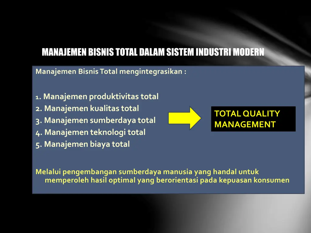 manajemen bisnis total dalam sistem industri