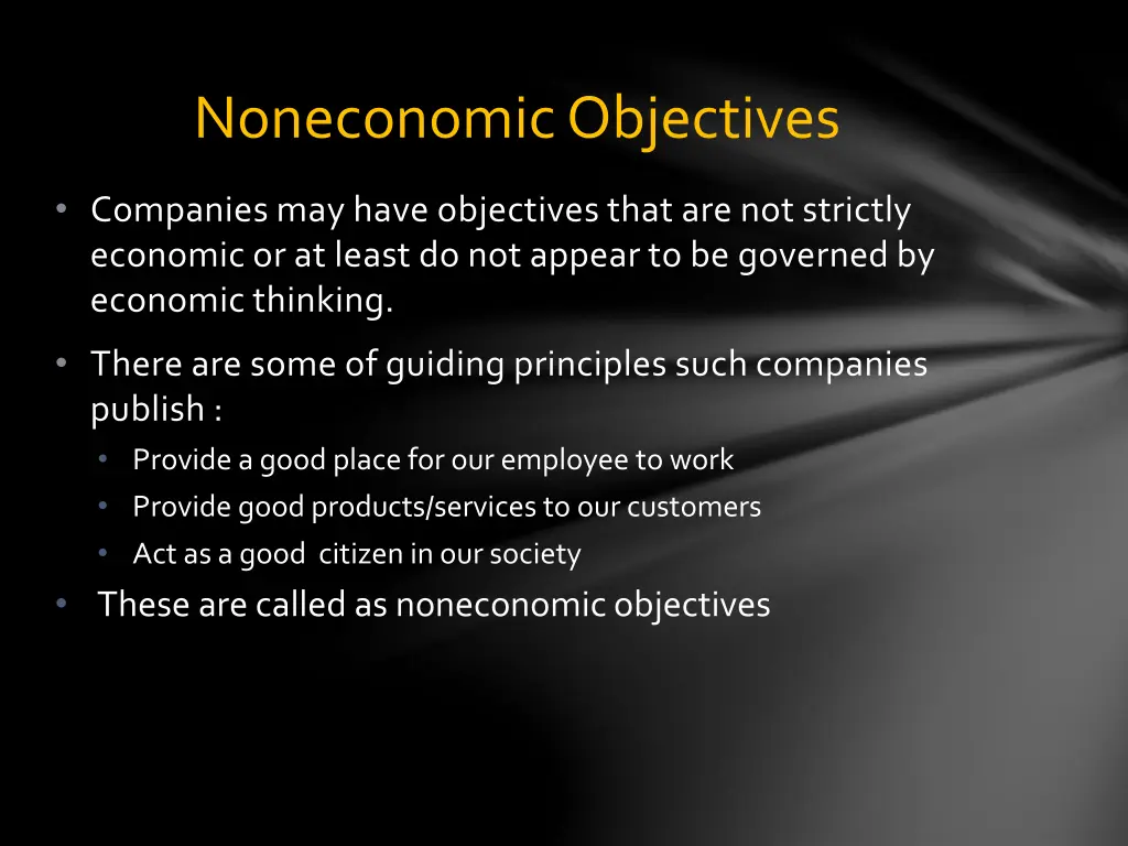 noneconomic objectives